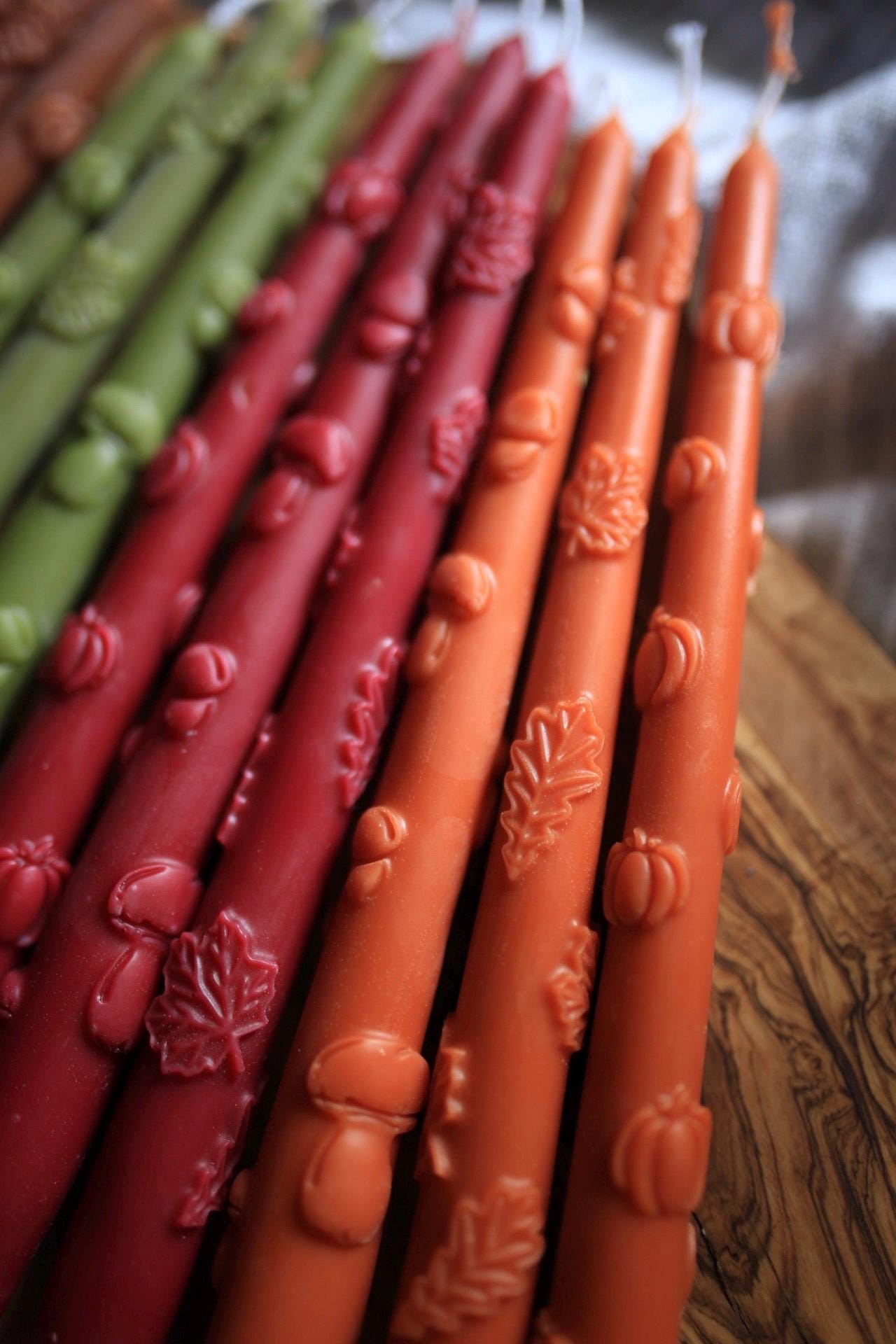 Pumpkin Beeswax Taper Candle 2