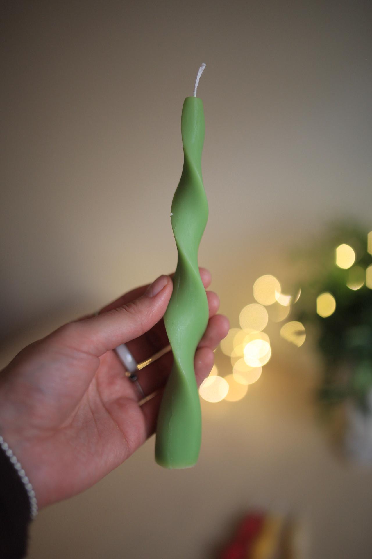 Long Wave Beeswax Taper Candle 9