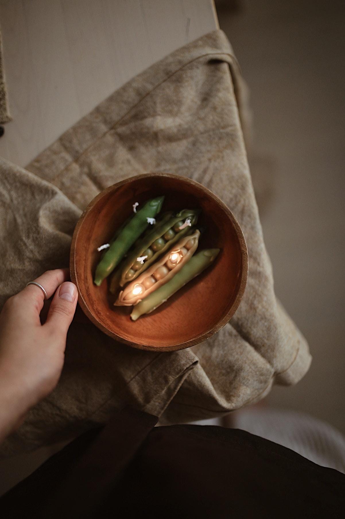 Realistic Pea Pod Beeswax Candle