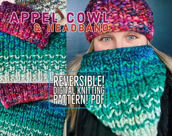 Appel Cowl, Appel Headband, Digital Pattern, Knit Pattern, Knit Cowl, Knit Headband, Cowl Knitting Pattern, Cowl, Knit Earwarmer