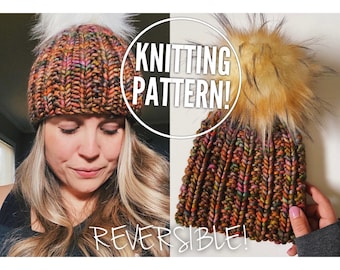 Orchard Beanie Pattern, Knit Beanie Pattern, Knit Hat Pattern, Knit Pattern, Knit Hat, Knit Beanie, Reversible Hat, Hat Pattern, Beanie