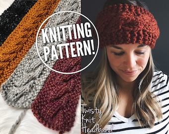 Twisty Knit Headband Pattern, Knit Headband, Knit Pattern, Headband Pattern, Cable Knitting, Cable Knit Headband, Knit Headband Pattern