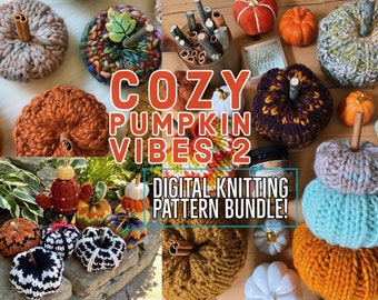 Cozy Pumpkin Vibes 2 Pattern Bundle, Knit Pumpkin, Knit Pumpkin Pattern, Pumpkin Pattern, Knit Pumpkins, Pumpkin, Knitting Pattern