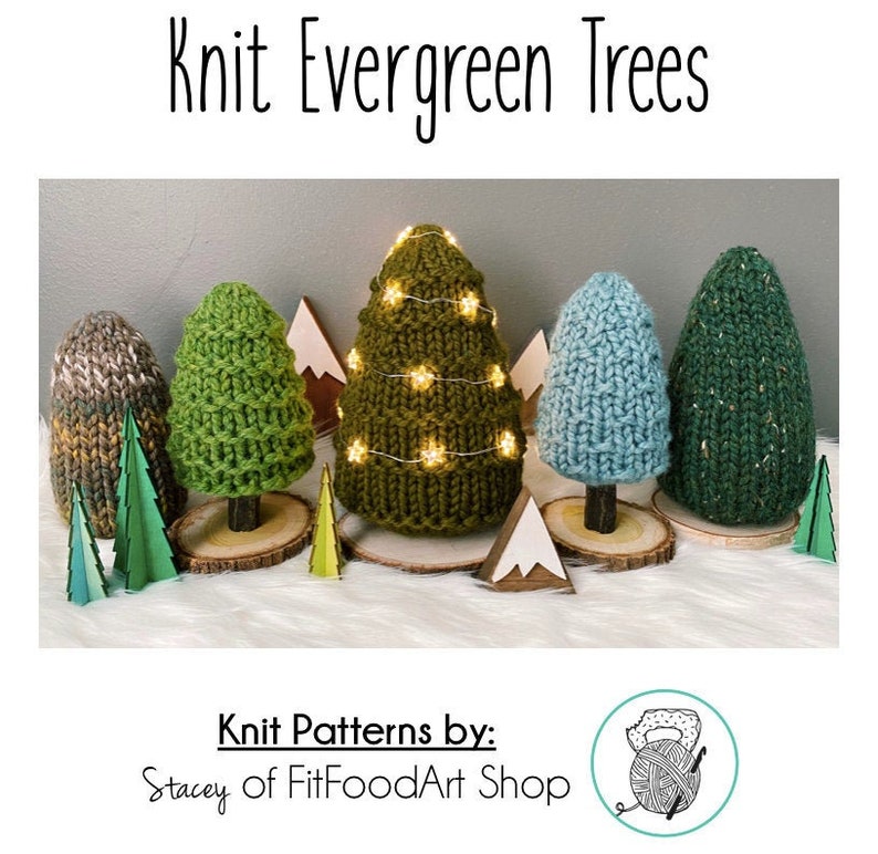 Knit Tree Pattern, Knit Tree, Knit Trees, Knit Patterns, Tree Pattern, Knit Pattern, Evergreen Tree, Christmas Pattern, Christmas Tree image 2