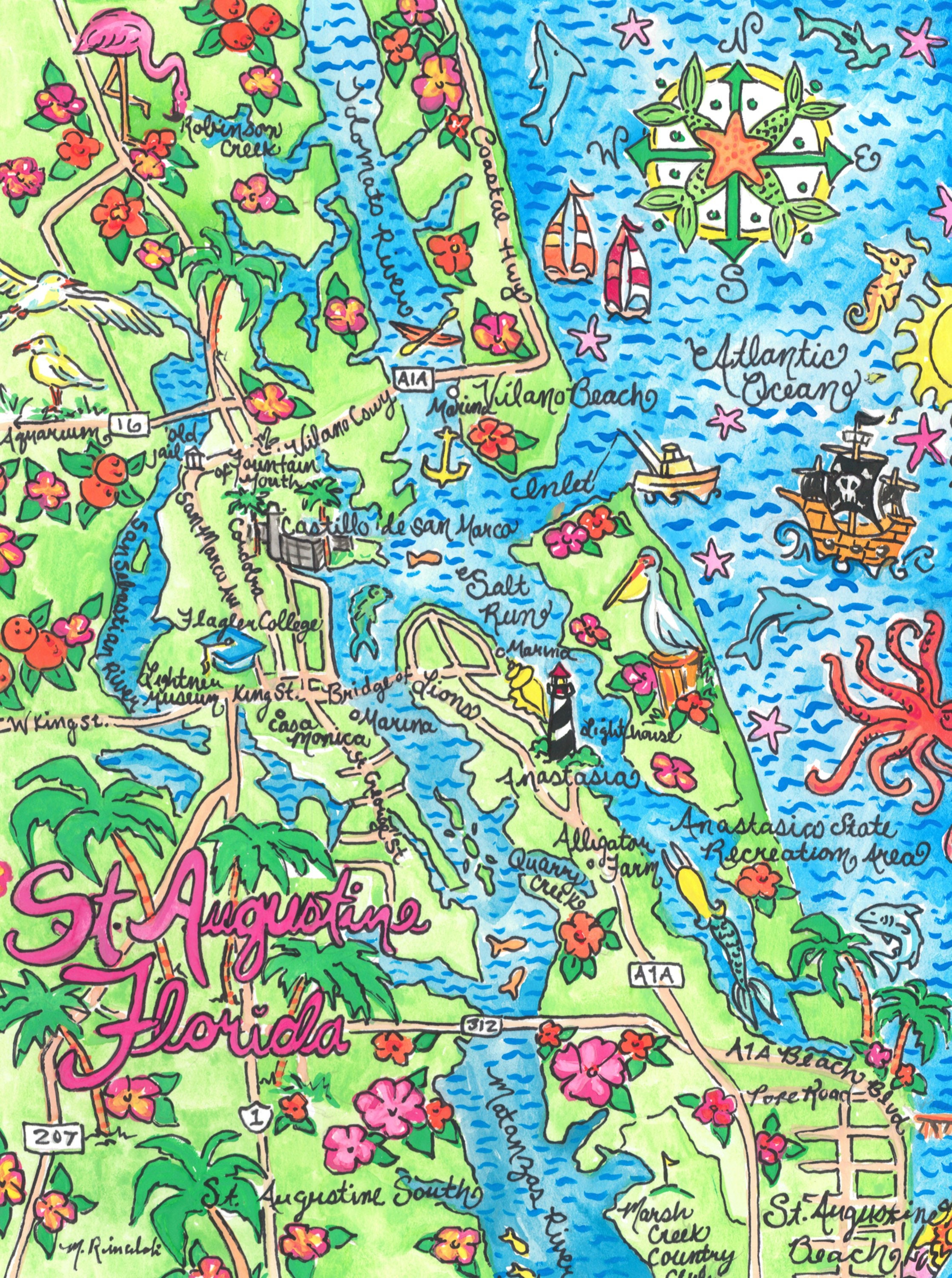 Watercolor Map Print of St. Augustine - Etsy