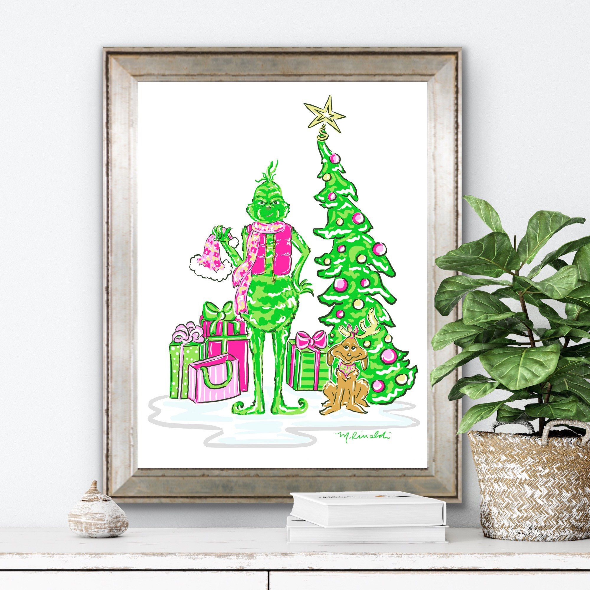 Bright and classic Grinchmas print