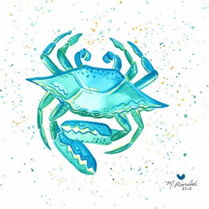Blue Crab and Red Lobster Sealife prints!!  Bright and Beachy watercolors. 8x10 or 5x7