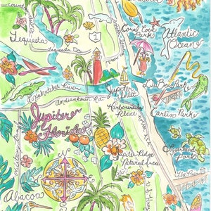 Karte von Jupiter oder Palm beach Aquarell