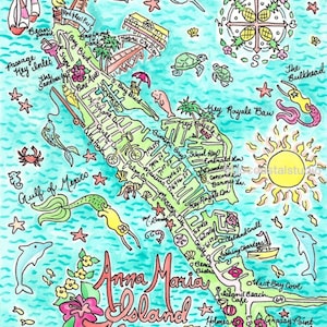Aquarel kaartafdruk van Anna Maria Island of Virginia Beach