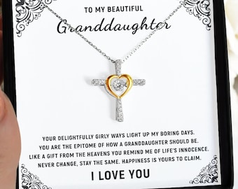 Granddaughter Necklace, Gift for Grandchild Birthday, Cross Necklace, Graduation Present, Sweet 16 Gift, Teenage Girl Gift, Quinceanera Gift