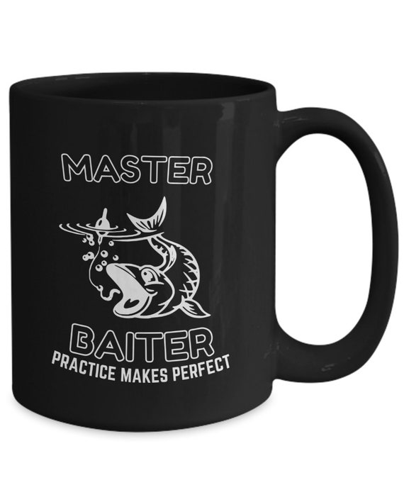 Practice Makes Perfect Funny Fishing Coffee Mug Gift for Him Master Baiter 