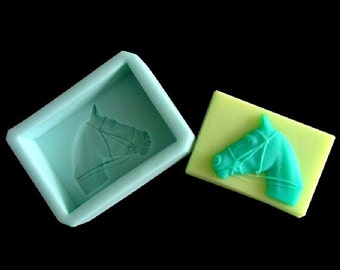 R0108 Molde de jabón de cabeza de caballo oblongo, molde flexible de silicona para pasteles, molde para pasteles, arcilla polimérica, resina, manualidades, herramientas para hornear, bombas de baño