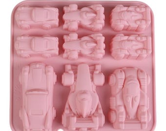 Racing car Cake Mold Flexible Silicone Soap Mold For  Chocolate Cookie Bakeware Pudding Jelly Baking Tools
