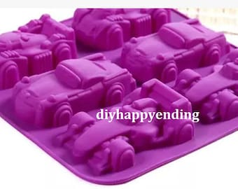 Racing car Cake Mold Flexible Silicone Soap Mold For Handmade Chocolate Cookie Bakeware Pudding Jelly Baking Tools