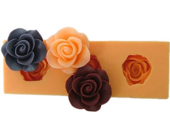 3-Cavity Rose Flower Polymer Clay Mold Fondant Molds Chocolate Mold Flexible Silicone Handmade Fimo Resin Baking Tools F0045