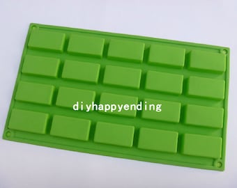 20-Oblong Rectangle Chocolate Mold Soap Mold Flexible Silicone Cake Mold Handmade Biscuit Cookie Bakeware Epoxy Pudding Baking Tools