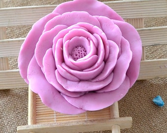 Round Peony Floral Soap Mold Flexible Silicone Cake Mold Handmade Cake Mould Polymer Clay Resin Crafts Baking Tools Bath Bomb R0065