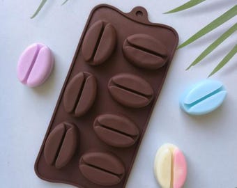 Oval coffee beans Jewel Cake Mold Flexible Silicone Soap Mold For  Chocolate Cookie Bakeware Pudding Jelly Baking Tools
