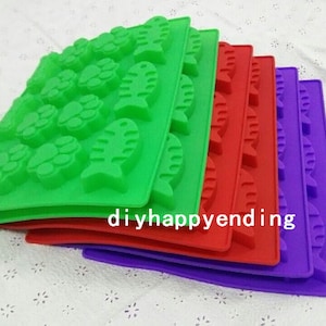 Dog Footprint  Bone Pet Fish Cake Mold Flexible Silicone Soap Mold For  Chocolate Cookie Bakeware Pudding Jelly Baking Tools