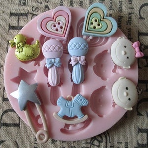 Baby Heart Hobbyhorse Duck Polymer Clay Mold Fondant Molds Chocolate Mold Flexible Silicone  Fimo Resin Baking Tools