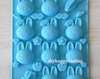 Rabbit Chocolate Mold Flexible Silicone Cake Mold Handmade Biscuit Cookie Bakeware Epoxy Pudding Baking Tools