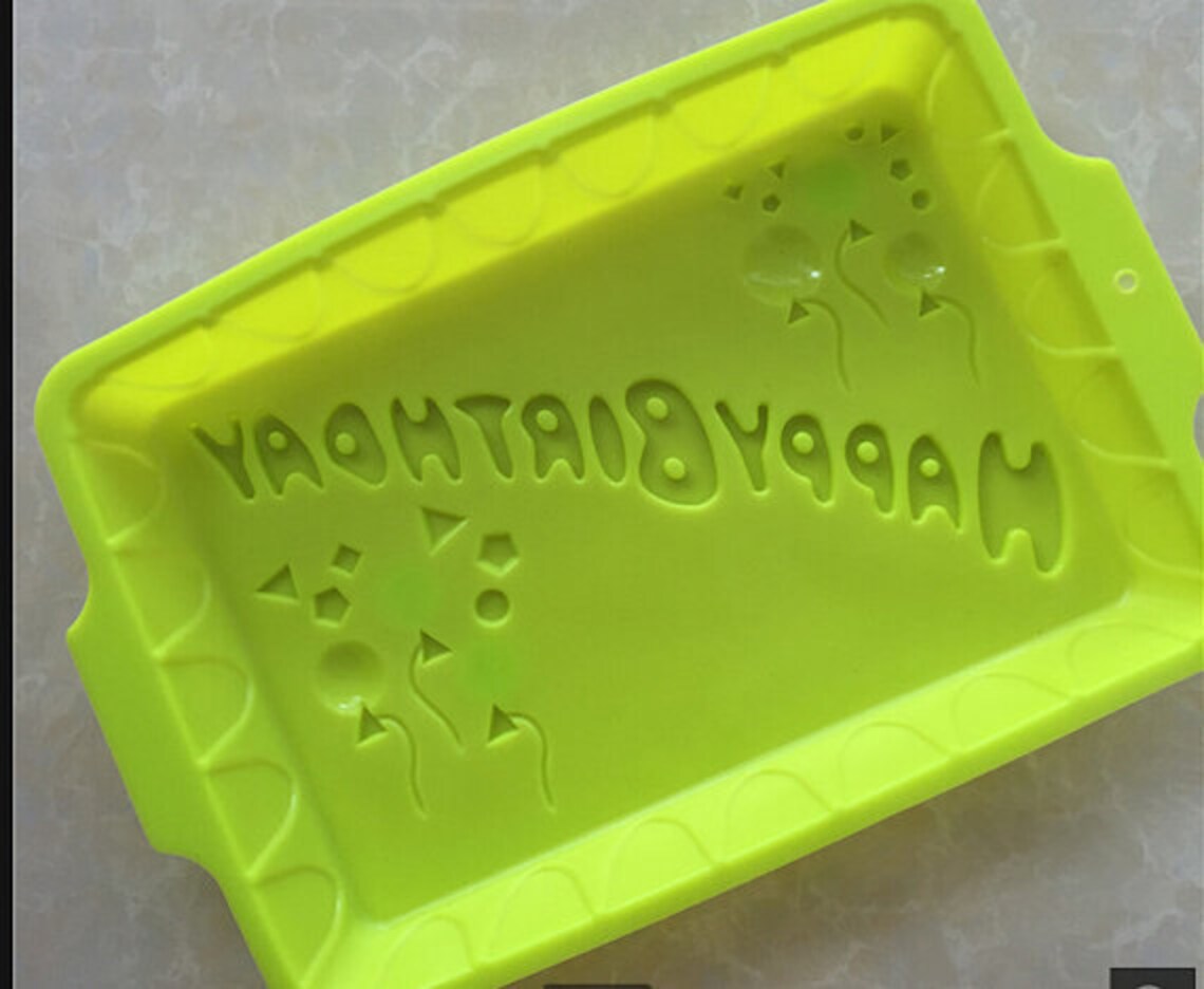 Oblong Happy Birthday Cake Mold Flexible Silicone Soap Mold Etsy