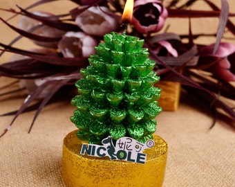 3D Pinecone Christmas Tree Soap Mold Flexible Silicone Cake Mold Handmade Cake Mould Polymer Clay Resin Crafts Baking Tools Bath Bomb LZ0012