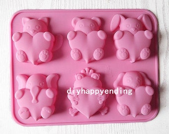 Bear Elephant Cake Mold Flexible Silicone Soap Mold For Handmade Chocolate Cookie Bakeware Pudding Jelly Baking Tools