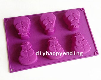 Snowman Cake Mold Flexible Silicone Soap Mold For Handmade Chocolate Cookie Bakeware Pudding Jelly Baking Tools