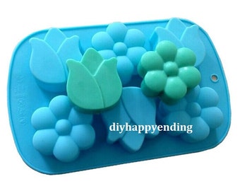 Tulip Flower Cake Mold Flexible Silicone Soap Mold For Handmade Chocolate Cookie Bakeware Pudding Jelly Baking Tools