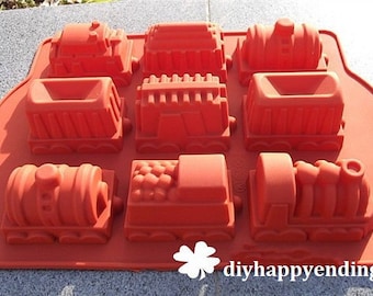 Locomotive Train Cake Mold  Flexible Silicone Soap Mold For  Chocolate Cookie Bakeware Pudding Jelly Baking Tools