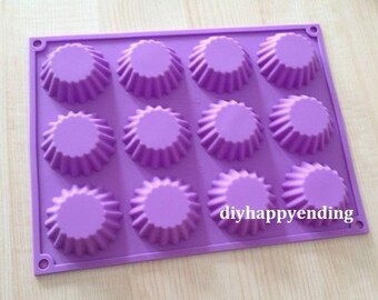 12-Egg Tart Chocolate Mold Flexible Silicone Cake Mold Handmade Biscuit Cookie Bakeware Epoxy Pudding Baking Tools