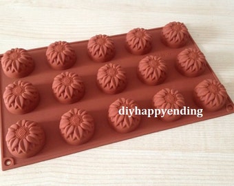 Sunflower Cake Mold Flexible Silicone Soap Mold For Handmade Chocolate Cookie Bakeware Pudding Jelly Baking Tools