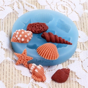 7-Cavity Shell Star Fish Polymer Clay Mold Fondant Molds Chocolate Mold Flexible Silicone  Fimo Resin Baking Tools F1265