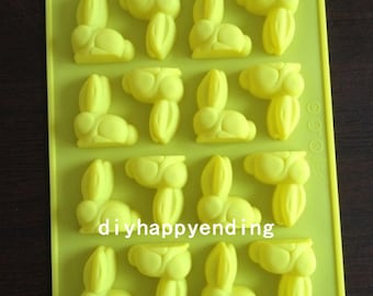 16-Rabbit Flexible Silicone Soap Mold For Handmade Chocolate Cookie Bakeware Pudding Jelly Baking Tools