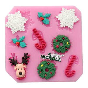 Christmas Tree Snow Deer Polymer Clay Mold Fondant Molds Chocolate Mold Flexible Silicone  Fimo Resin Baking Tools F0535