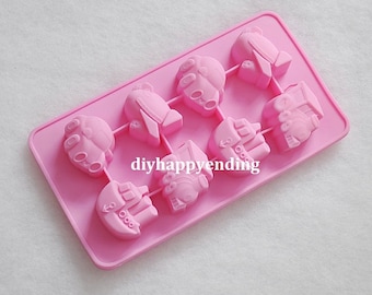 8-cavity Vehicle Car Train Plane DIY Cake Mold Flexible Silicone Soap Mold  Chocolate Cookie Bakeware Pudding Jelly Baking Tool