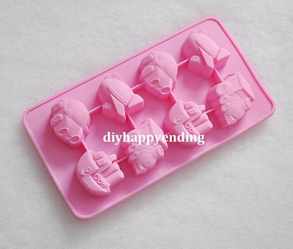 8-cavity Vehicle Car Train Plane DIY Cake Mold Flexible Silicone
