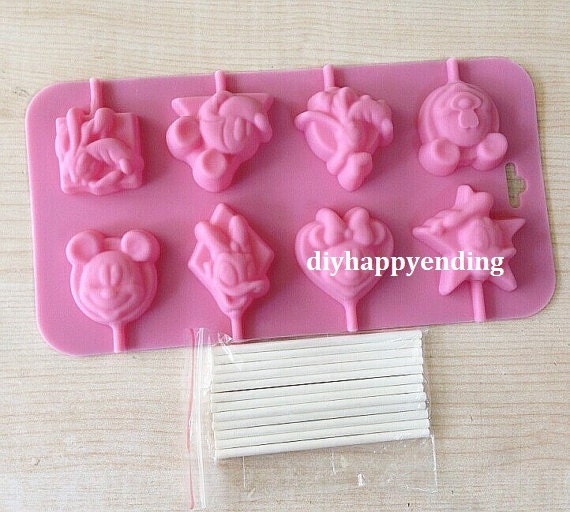 Mickey Mouse Donald Duck Lollipop Cake Soap Mold Flexible Silicone Mold For  Chocolate Cookie Bakeware Pudding Jelly Baking Tools