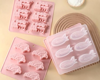 Locomotive Train car plane Cake Mold  Flexible Silicone Soap Mold For  Chocolate Cookie Bakeware Pudding Jelly DIY Baking Tools