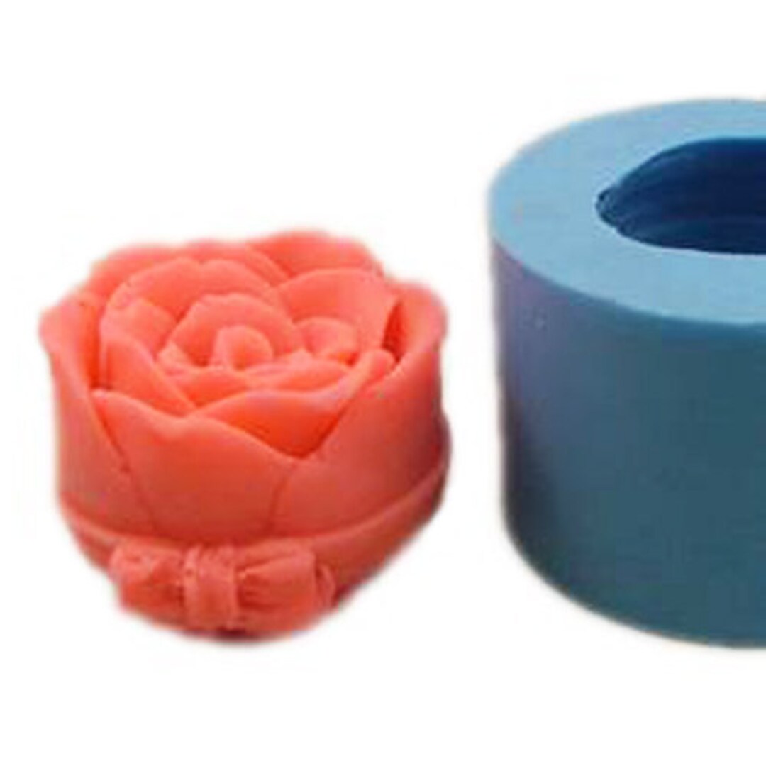 H0189 Rose With Bow Candle Mold Soap Mold Flexible Silicone