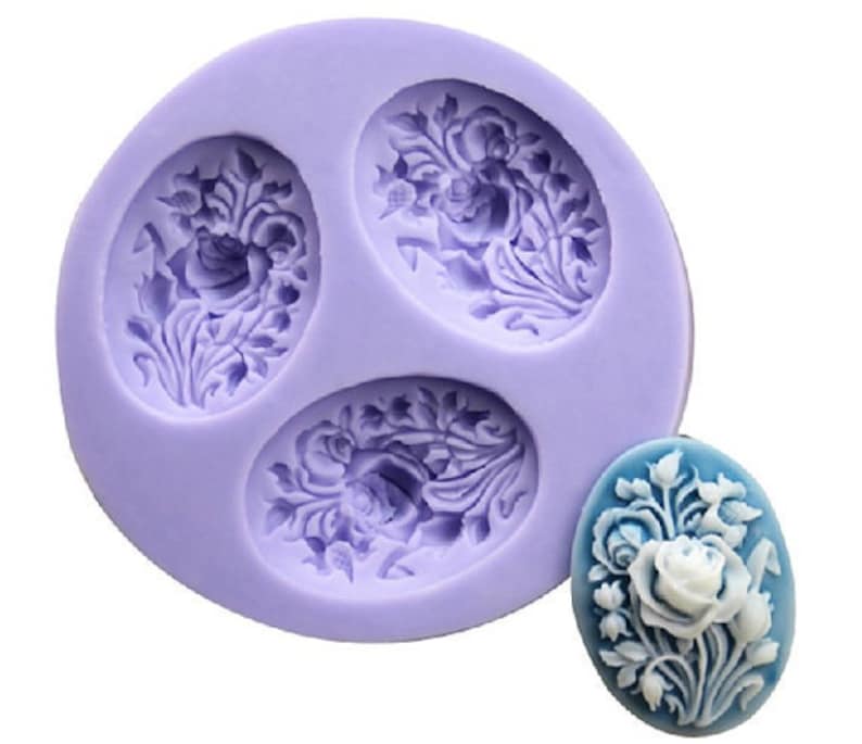 3Cavity Rose Flower Polymer Clay Mold Fondant Molds Chocolate Etsy