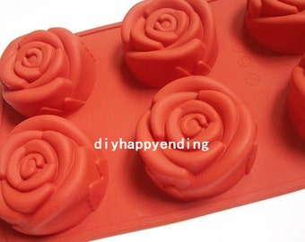 Rose Floral Cake Mold Flexible Silicone Soap Mold For Handmade Chocolate Cookie Bakeware Pudding Jelly Baking Tools