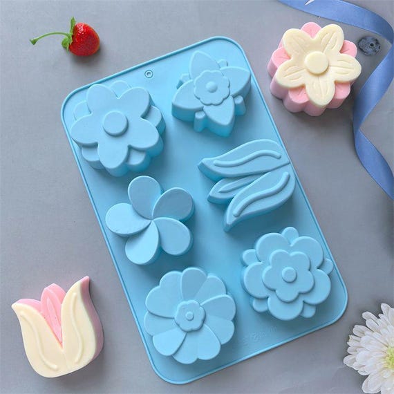 Tulpen Blumen-Kuchenform Flexible Silikon-Backform für Keks-Schokoladen-Plätzchen Backformen Epoxy-Pudding-Gelee-Backen