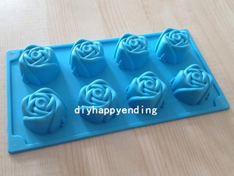 8-Rose Flower DIY Cake Mold Flexible Silicone Soap Mold Handmade Chocolate Cookie Bakeware Pudding Jelly Baking Tool image 1
