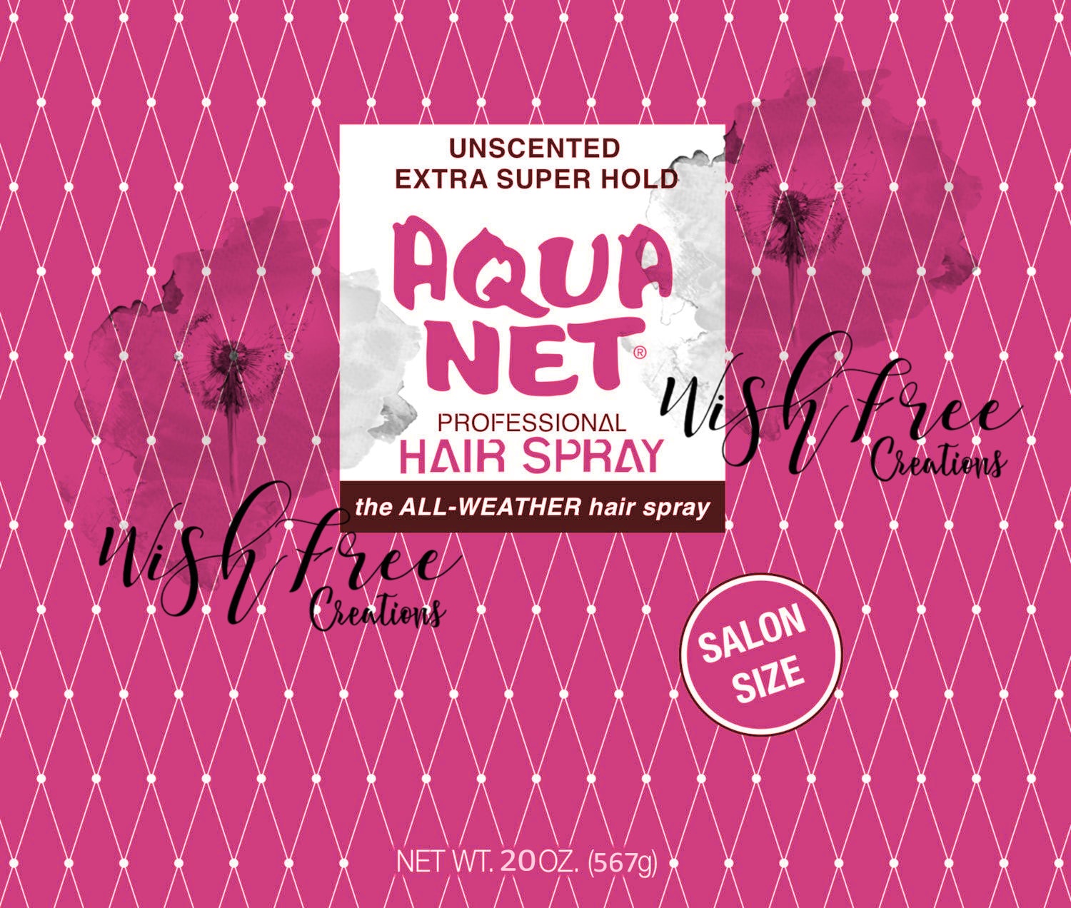 Aqua Net HairSpray Pink 20oz Label