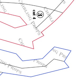 May include: A black and white diagram with red and blue lines outlining different areas. The diagram includes the text "CHIBLING PROPS" and the numbers "3" and "4" in circles.