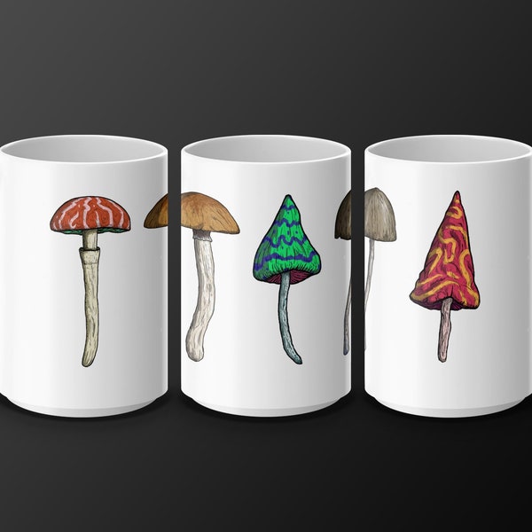 Magic Mushroom Psychedelic Psilocybin Coffee Mug. Enlightenment Beautiful Shrooms Tea Cup. Trippy Hippie Psychoactive Boho Drinkware Gift