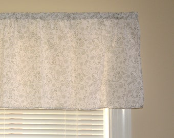 Grey Floral Window Valance