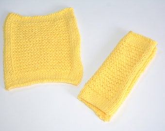Yellow Knit Dishcloths Set of Two